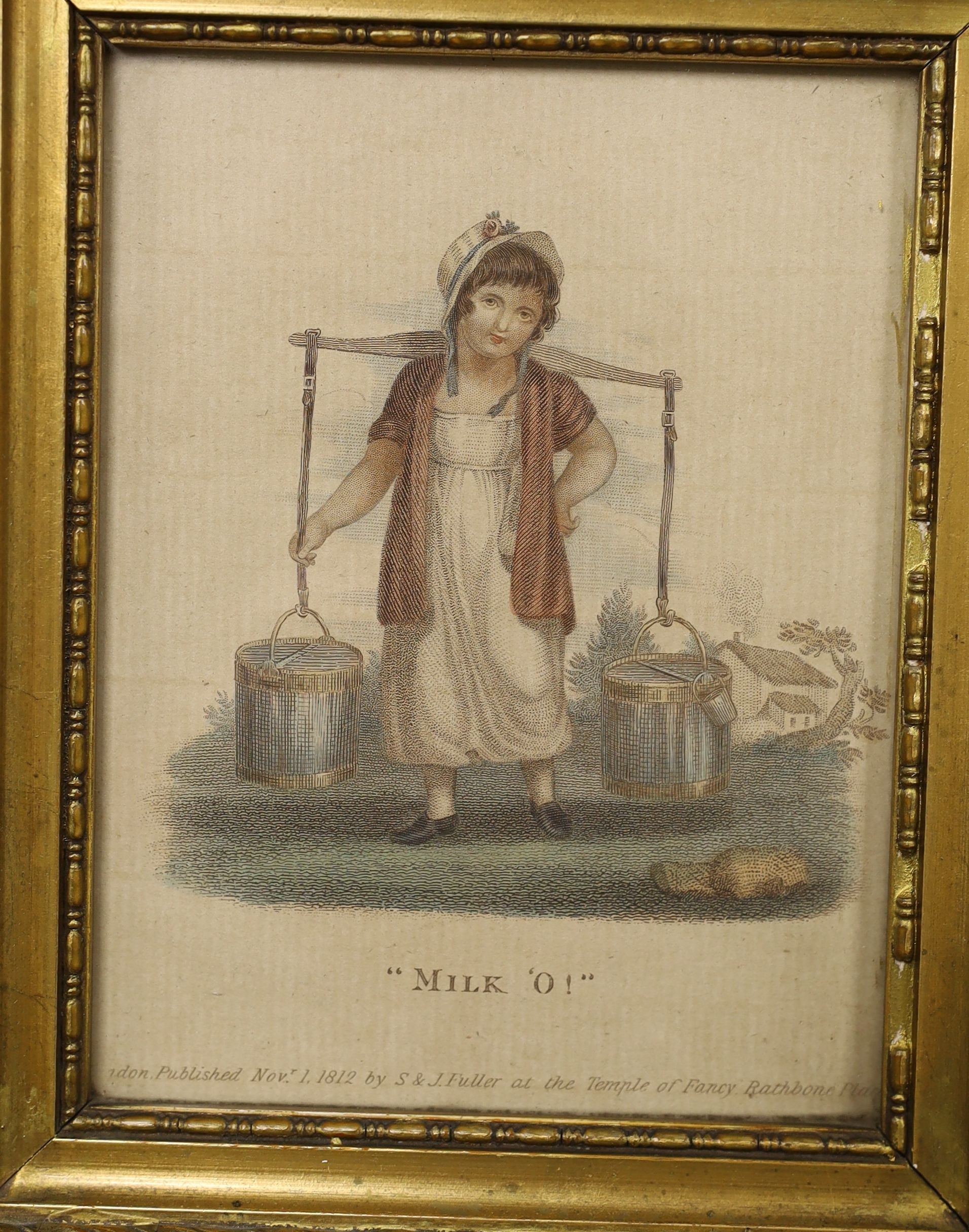 S & J Fuller at the Temple of Fancy, Rathbone Place, 6 hand coloured engravings of town criers 14x10cm